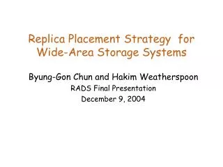 Replica Placement Strategy for Wide-Area Storage Systems