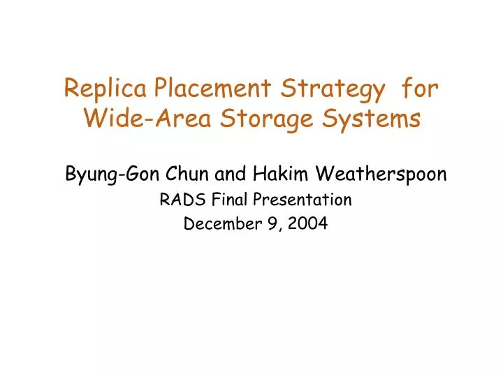 replica placement strategy for wide area storage systems