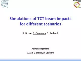 Simulations of TCT beam impacts for different scenarios