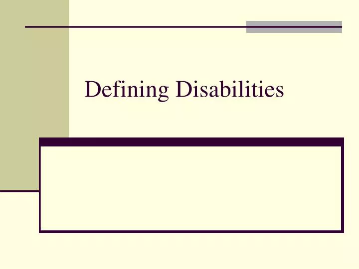 defining disabilities