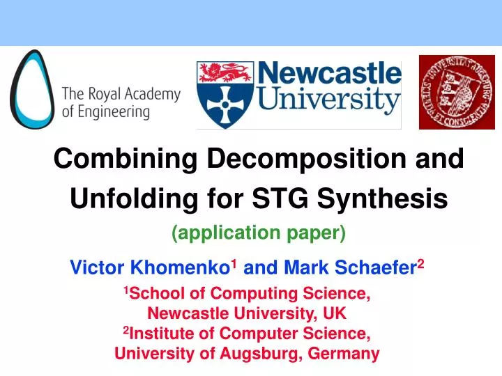 combining decomposition and unfolding for stg synthesis application paper