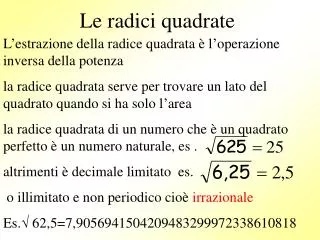 le radici quadrate