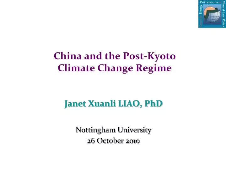 china and the post kyoto climate change regime
