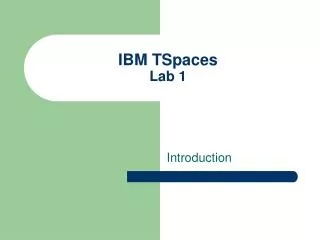 IBM TSpaces Lab 1