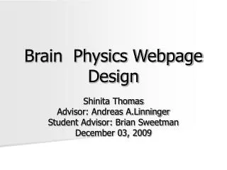 Brain Physics Webpage Design