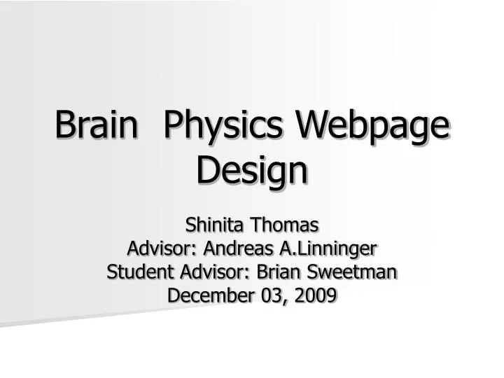 brain physics webpage design