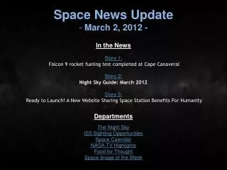 Space News Update March 2, 2012 -