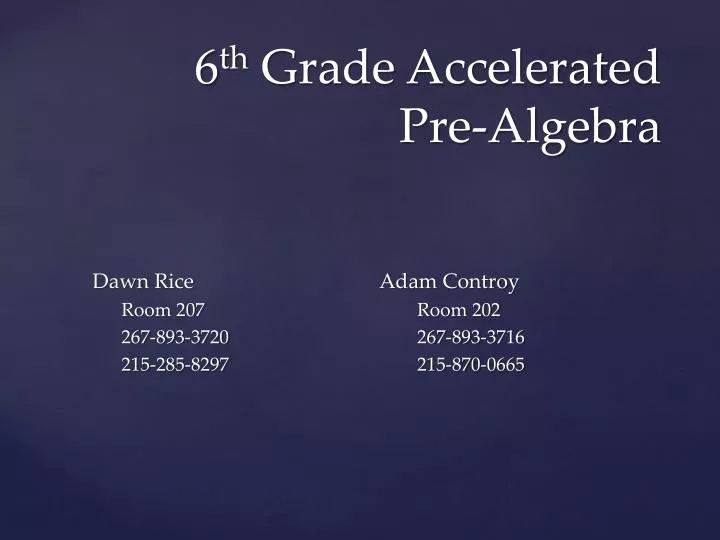 6 th grade accelerated pre algebra