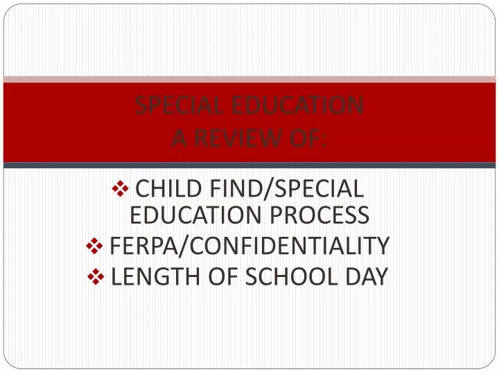 special education a review of