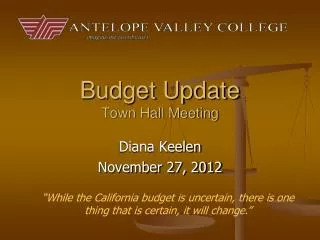 Budget Update Town Hall Meeting