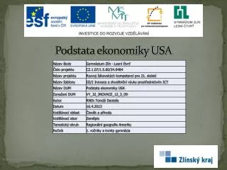 podstata ekonomiky usa