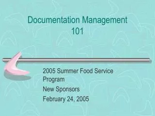 Documentation Management 101