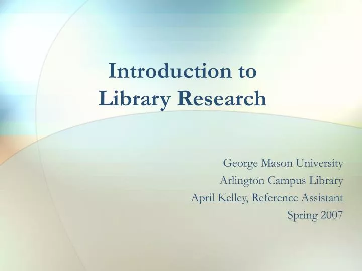 introduction to library research