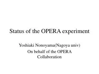 Status of the OPERA experiment