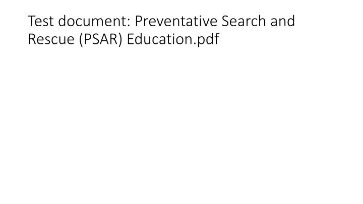 test document preventative search and rescue psar education pdf