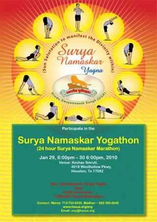 Participate in the Surya Namaskar Yogathon ( 24 hour Surya Namaskar Marathon )