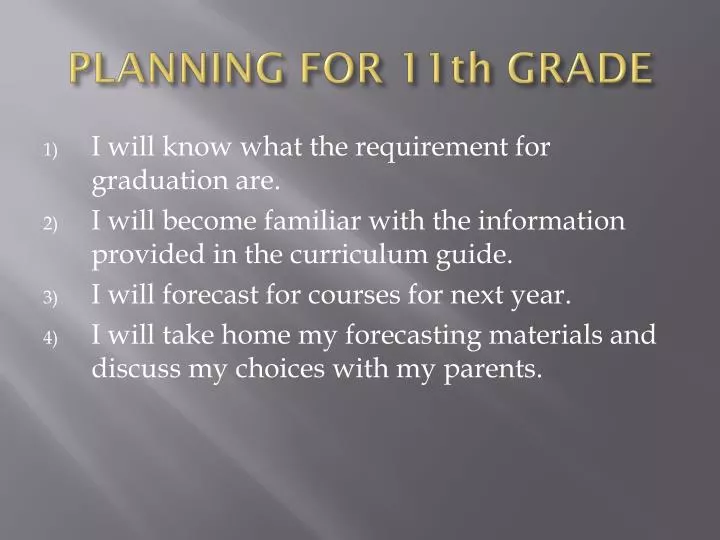 planning for 11th grade