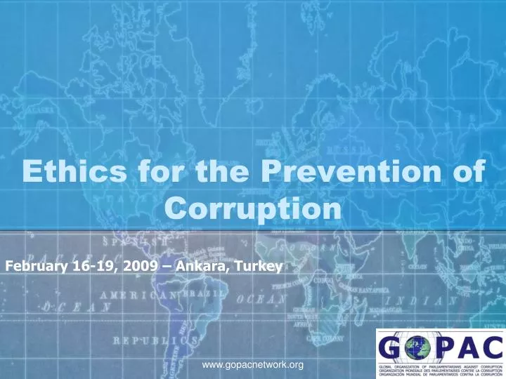ethics for the prevention of corruption
