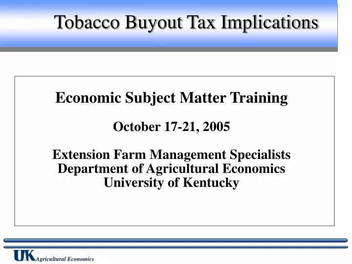 tobacco buyout tax implications