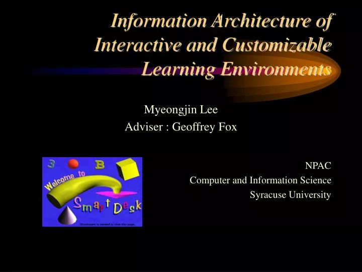 information architecture of interactive and customizable learning environments