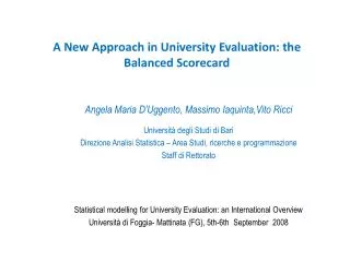A New Approach in University Evaluation: the Balanced Scorecard