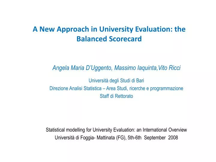 a new approach in university evaluation the balanced scorecard
