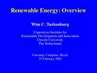 Renewable Energy: Overview