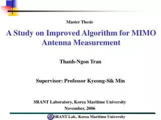 A Study on Improved Algorithm for MIMO Antenna Measurement
