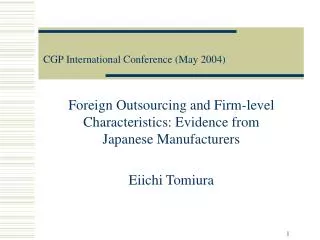CGP International Conference (May 2004)