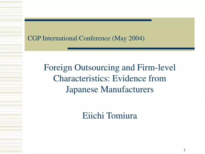 cgp international conference may 2004