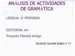 an lisis de actividades de gram tica
