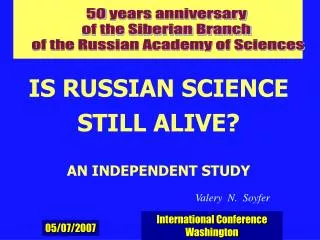 50 years anniversary of the Siberian Branch of the Russian Academy of Sciences