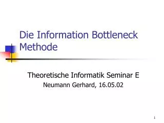 die information bottleneck methode
