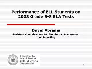 Performance of ELL Students on 2008 Grade 3-8 ELA Tests