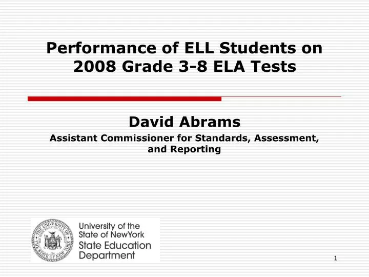 performance of ell students on 2008 grade 3 8 ela tests