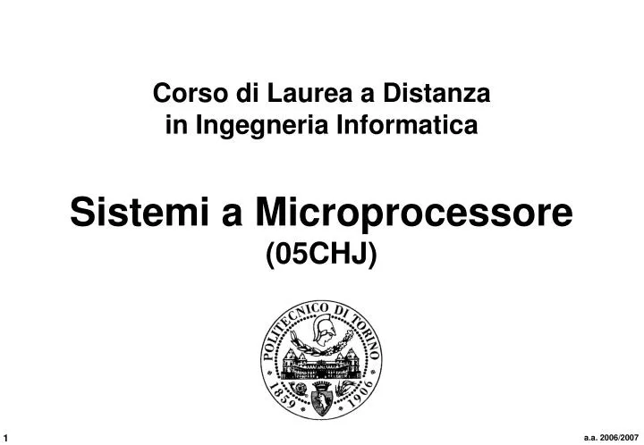 corso di laurea a distanza in ingegneria informatica sistemi a microprocessore 05chj