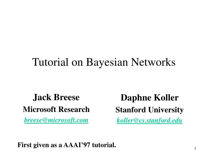 tutorial on bayesian networks