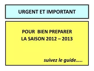 urgent et important