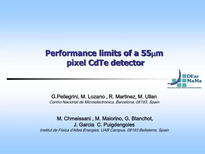performance limits of a 55 m m pixel cdte detector