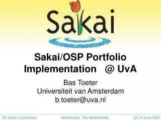 Sakai/OSP Portfolio Implementation @ UvA