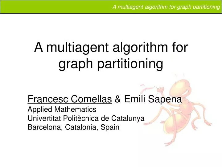 a multiagent algorithm for graph partitioning
