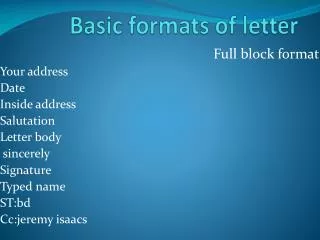 Basic formats of letter