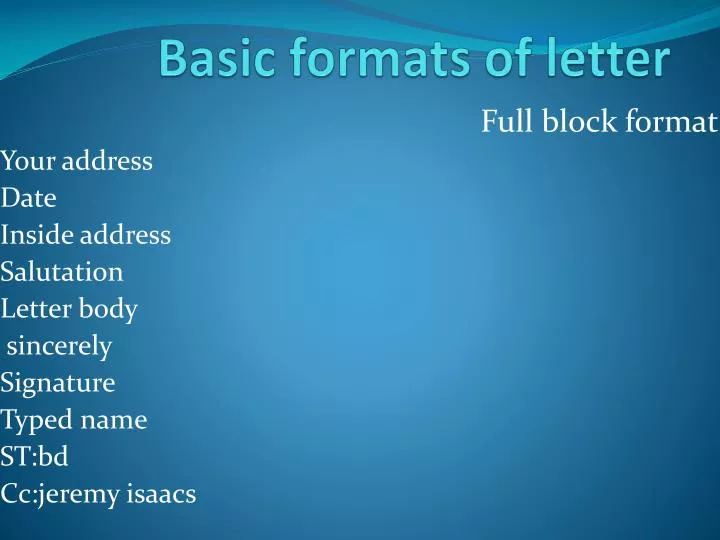 basic formats of letter