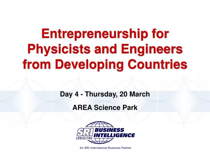 entrepreneurship for physicists and engineers from developing countries