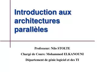 introduction aux architectures parall les