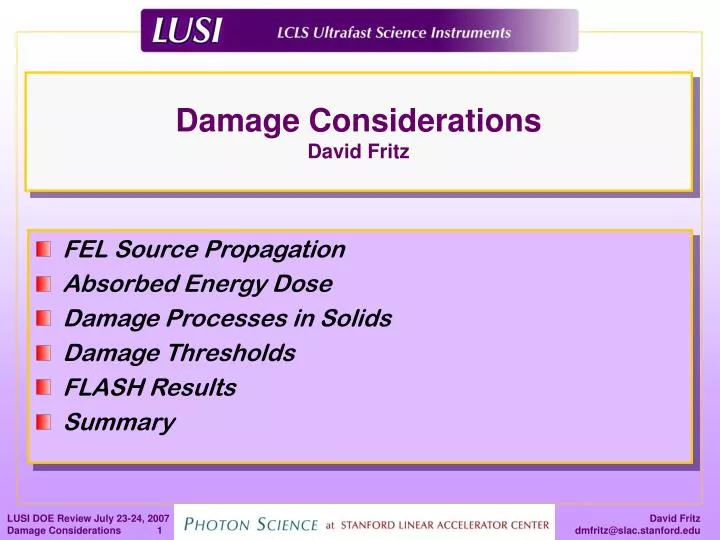 damage considerations david fritz