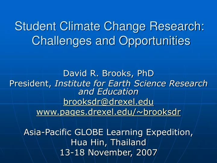 student climate change research challenges and opportunities