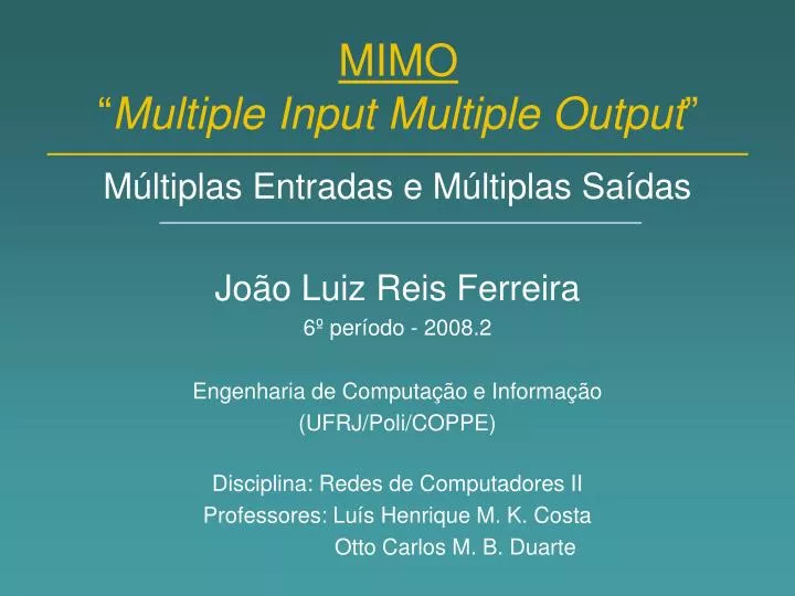 mimo multiple input multiple output