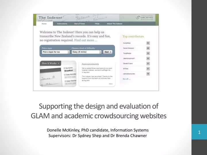 supporting the design and evaluation of glam and academic crowdsourcing websites