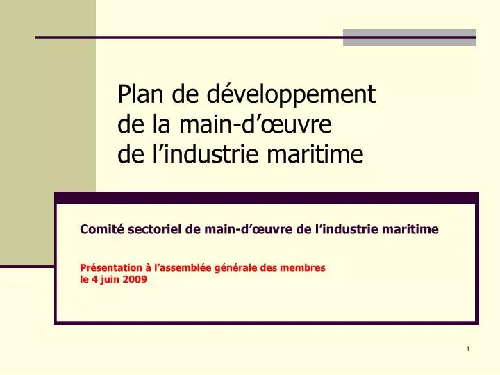 plan de d veloppement de la main d uvre de l industrie maritime